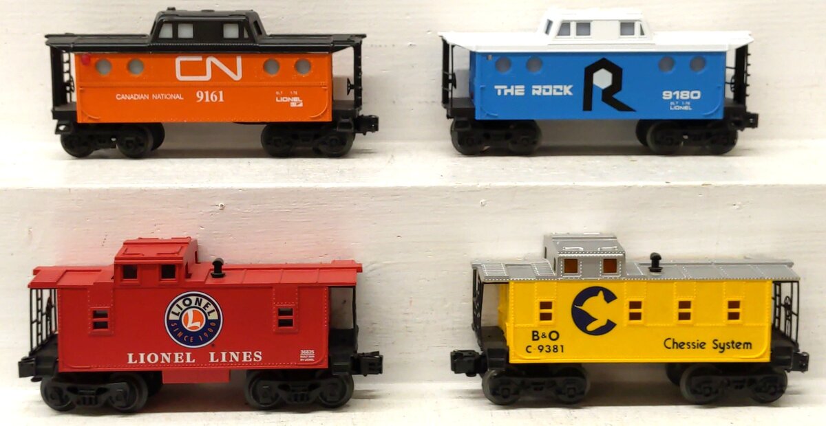Lionel O Gauge Assorted Cabooses: 9180, 9161, 36825, C-9381 [4] VG