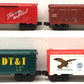 Lionel O Gauge Assorted Boxcars: 9700, 9750, 32833, 9751 [4] VG