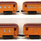 Lionel O Gauge Assorted Passenger Cars: 9500, 9511, 9502, 9506 [4] VG