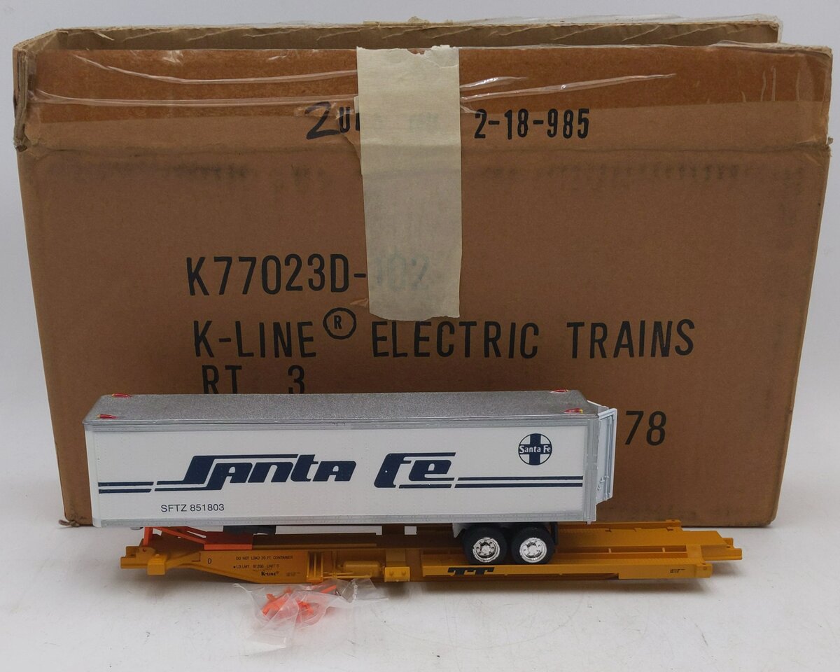 K-Line K77023 O Gauge Santa Fe Classic TTAX Flatcar w/ Trailer EX/Box