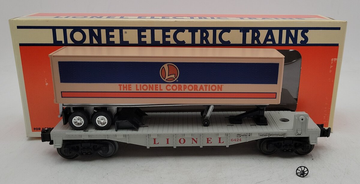 Lionel 6-16924 O Gauge Lionel Flatcar #6424 with Lionel Corporation Trailer EX/Box
