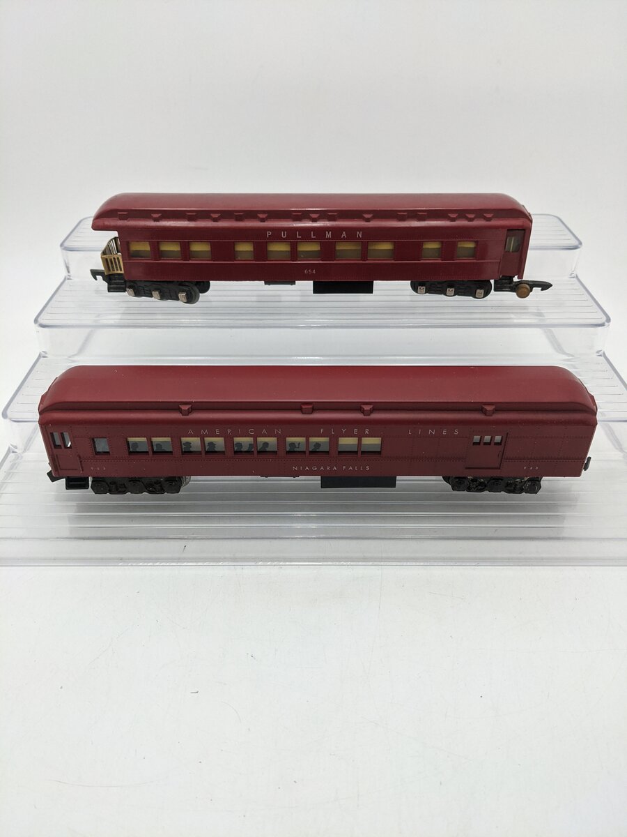 American Flyer S Vintage Passenger Cars 654 & 953 [2] VG/Box