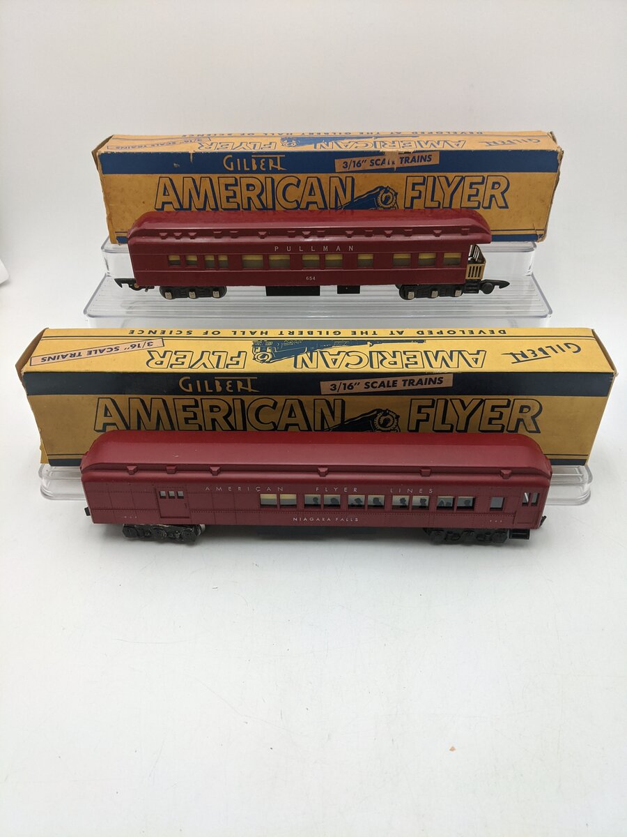American Flyer S Vintage Passenger Cars 654 & 953 [2] VG/Box