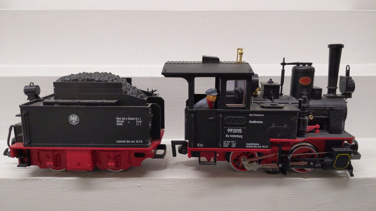 LGB 2015D G Insterburg Steam Locomotive & Tender #992015 VG/Box