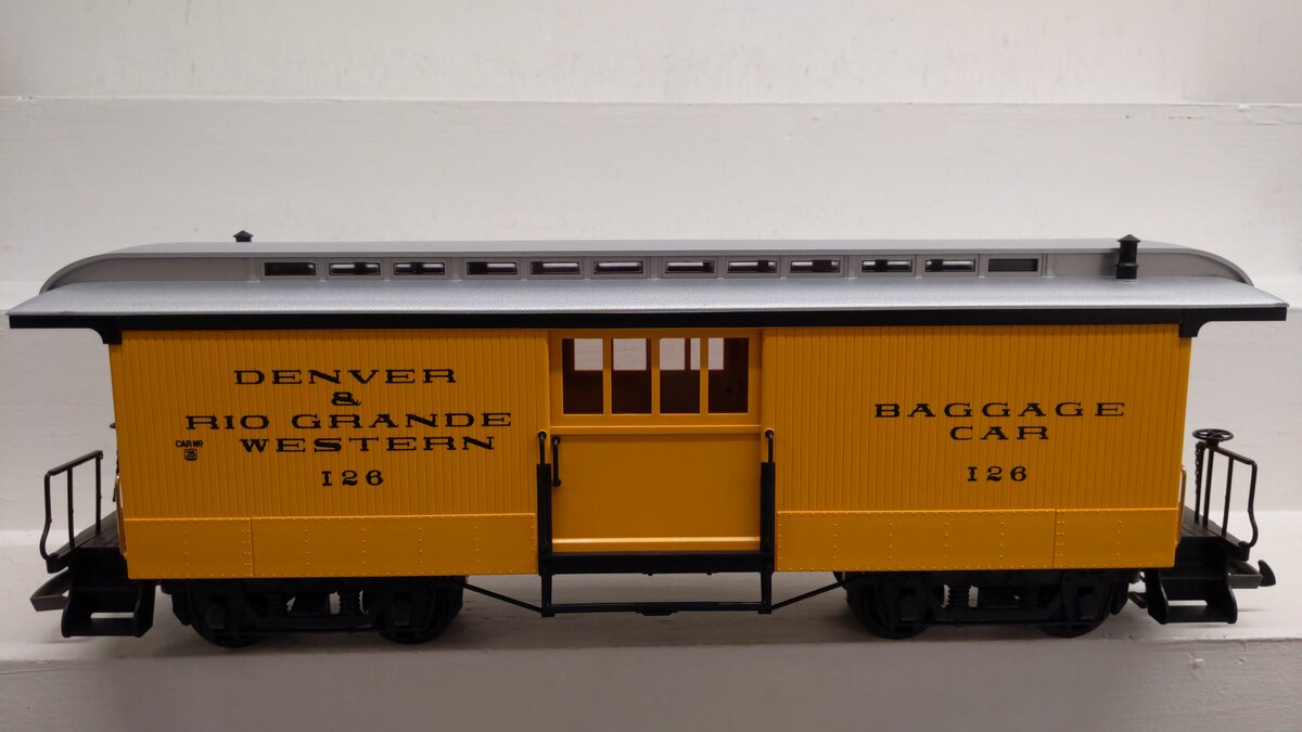 LGB 3084 G Scale D&RG Yellow & Silver Baggage Car #126 VG/Box