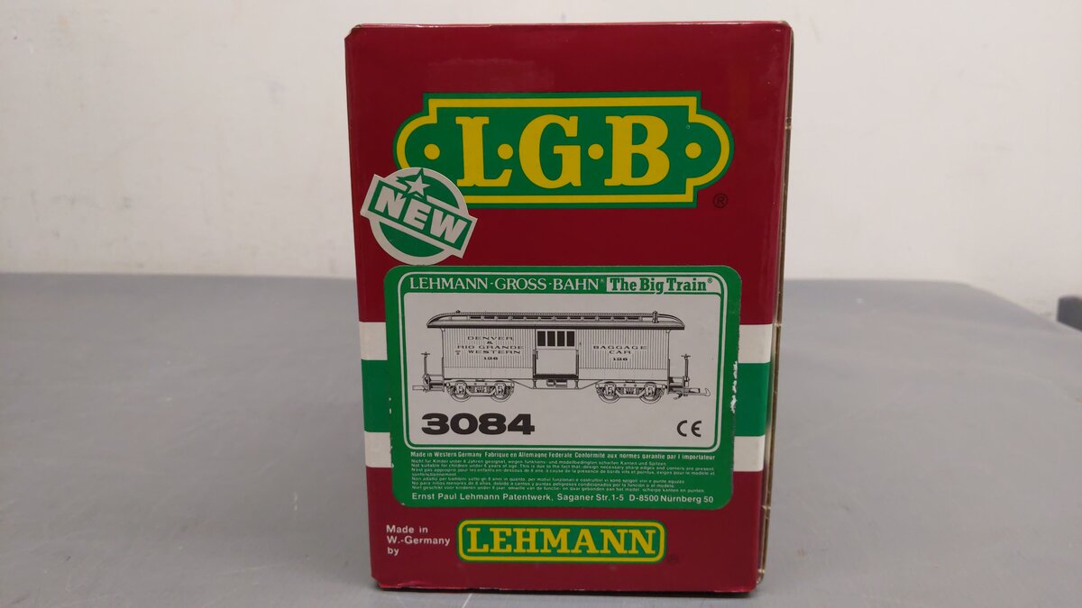 LGB 3084 G Scale D&RG Yellow & Silver Baggage Car #126 VG/Box