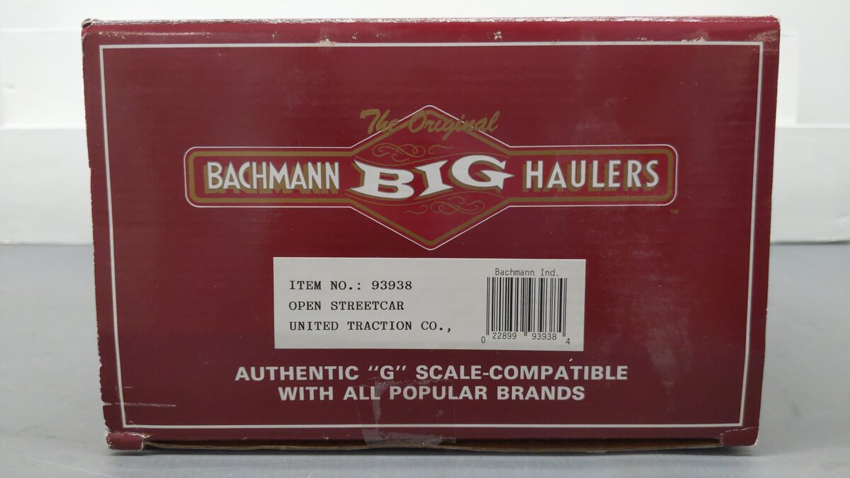 Bachmann 93938 G Scale United Traction Co Motorized Open Street Car EX/Box