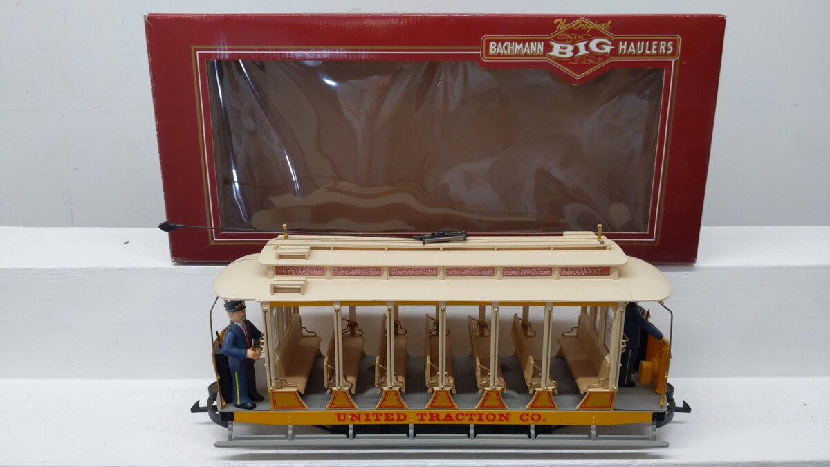 Bachmann 93938 G Scale United Traction Co Motorized Open Street Car EX/Box