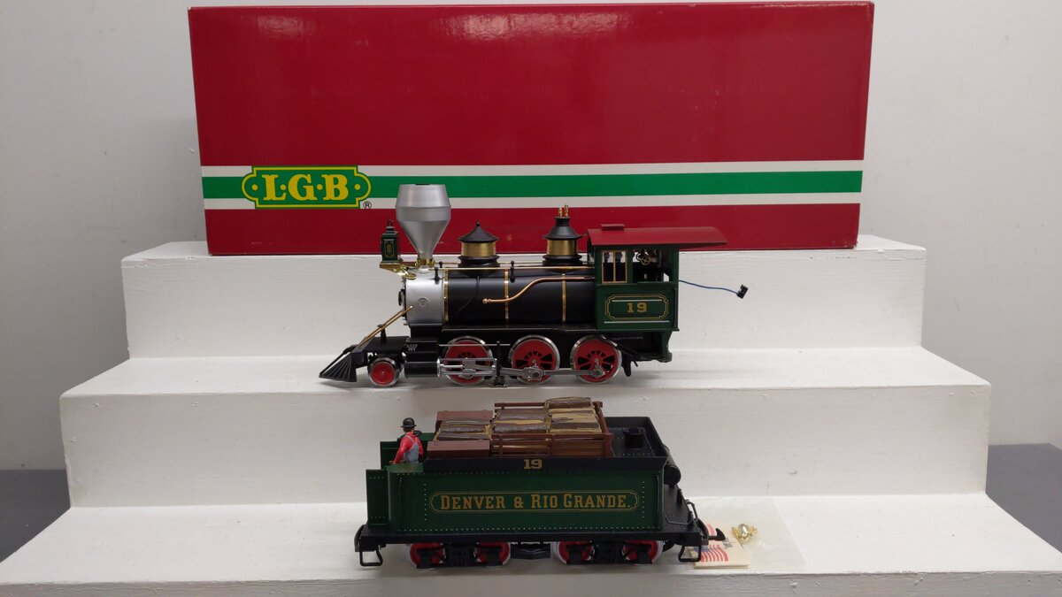 LGB 21181 Denver and Rio Grande 2-6-0 Mogul Steam Locomive & Tender #19 VG/Box