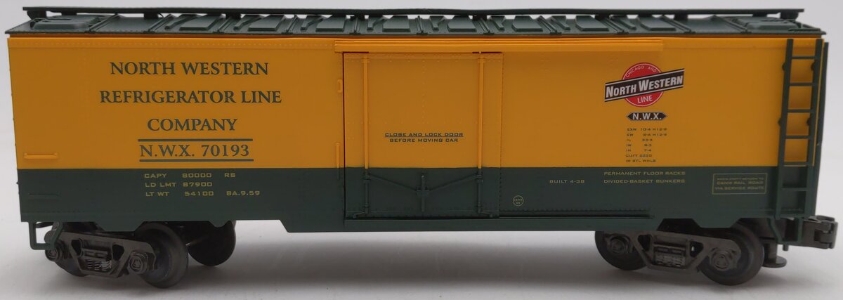 MTH 20-9403 O Gauge Chicago & North Western Refrigerator Car #70193 LN/Box