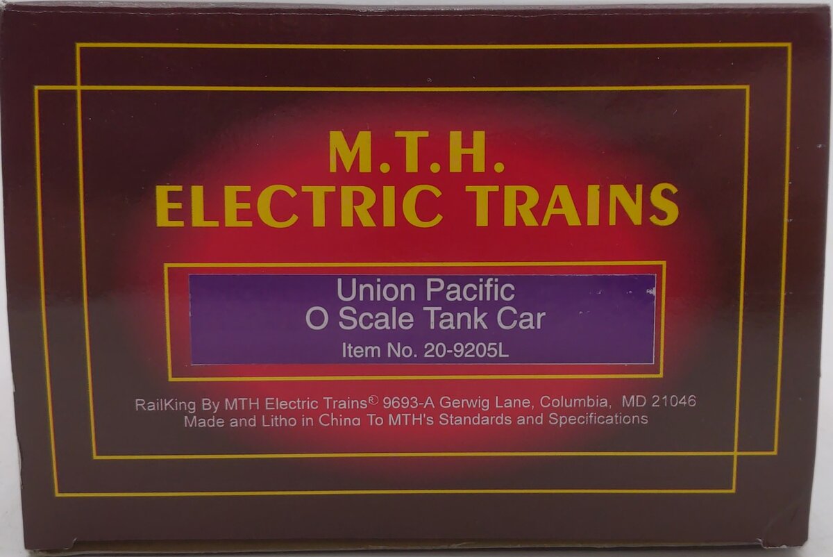 MTH 20-9205 O Gauge Union Pacific Unibody Tank Car #67890 EX/Box