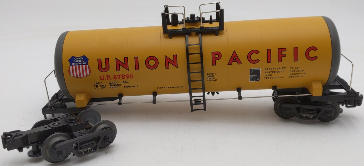 MTH 20-9205 O Gauge Union Pacific Unibody Tank Car #67890 EX/Box