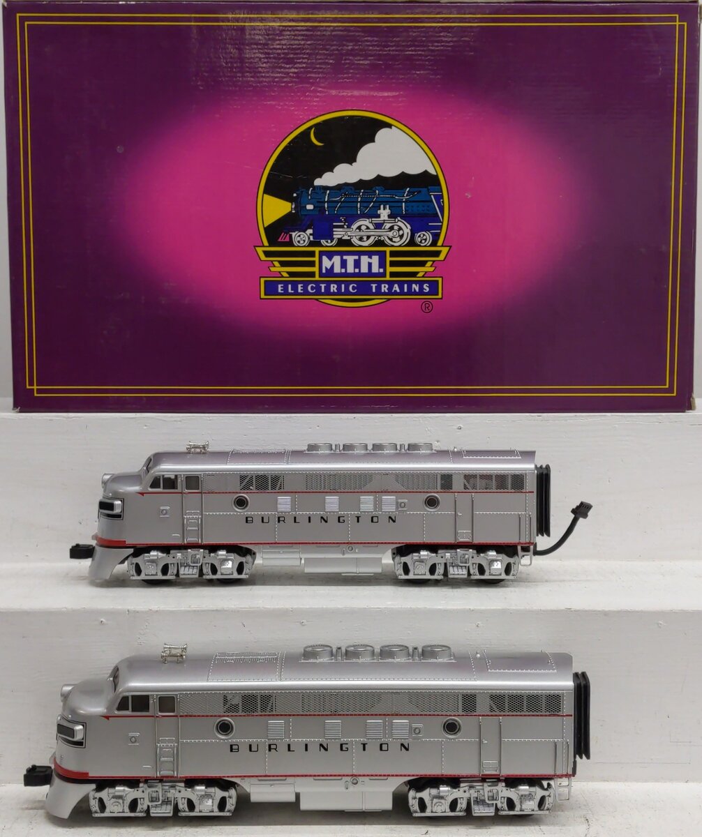 MTH 20-2085-1 O Burlington F-3 AA Diesel Set w/PS1 #9960A/9960C EX/Box