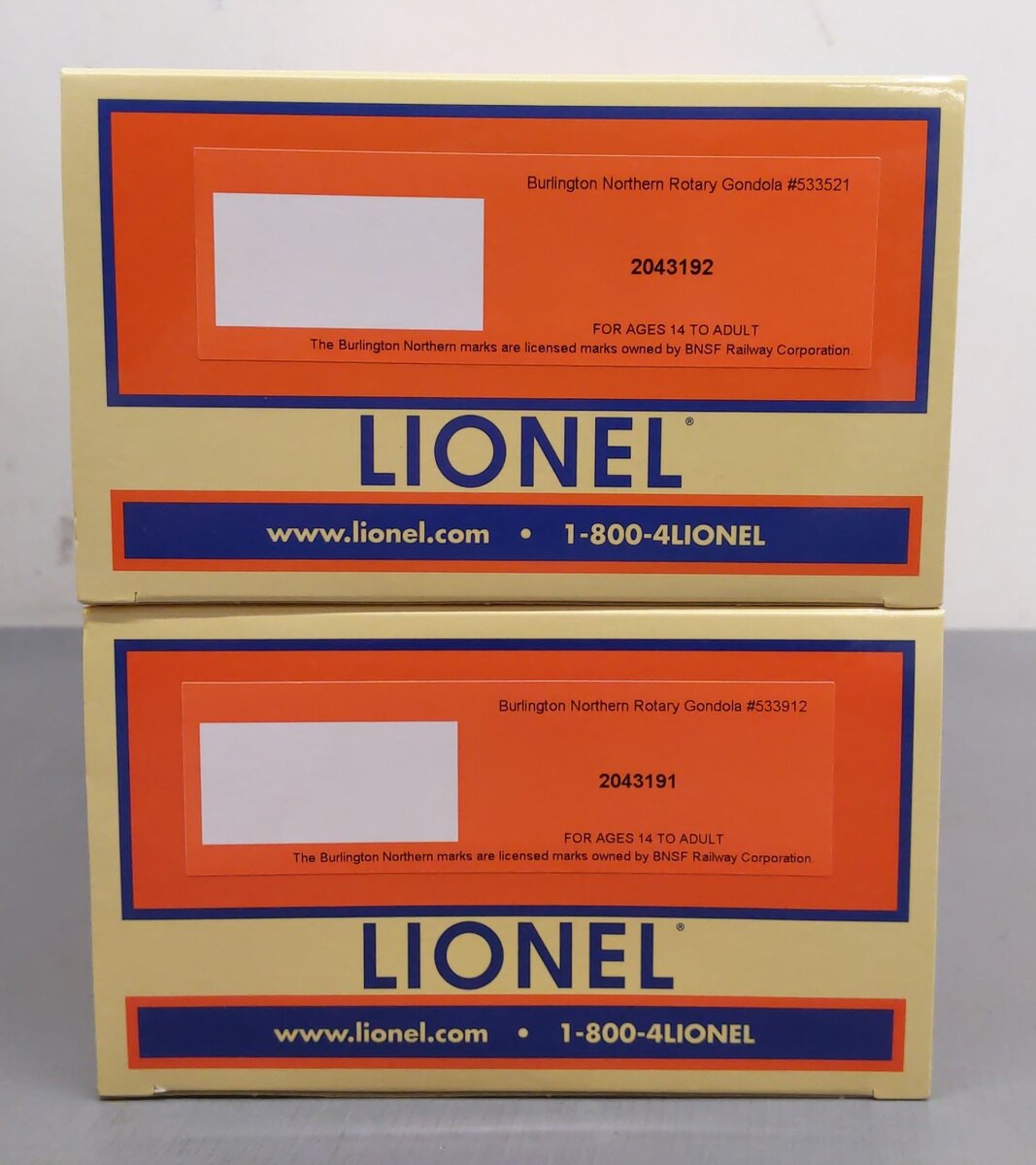 Lionel 2043190 O Gauge Burlington Northern Rotary Gondola Car (Set of 2)