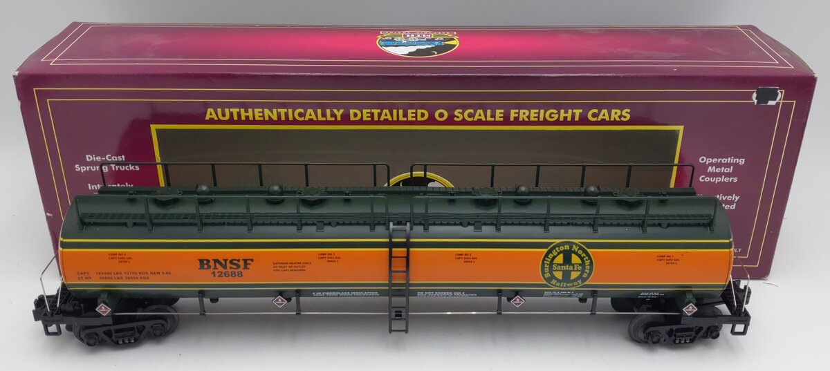 MTH 20-96010 O Gauge BNSF 20K Gallon 4-Compartment Tank Car #12688 EX/Box