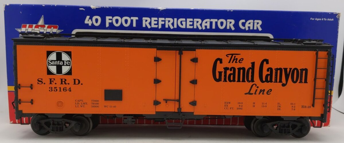 USA Trains R16503 G Gauge Santa Fe "Grand Canyon" 40' Refrigerator Car #35164/Box