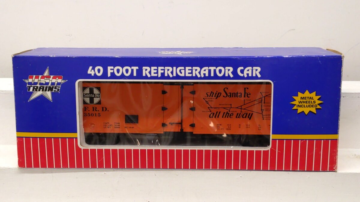 USA Trains 16500 G Atchison, Topeka & Santa Fe "Chief" 40' Reefer Car #457171 EX/Box