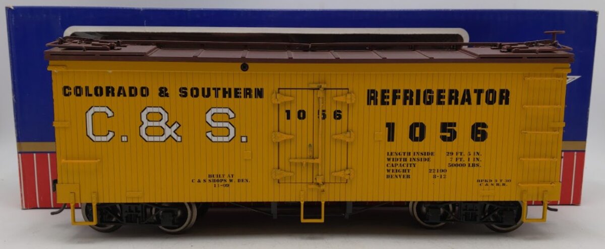 USA Trains R16045 G Gauge Colorado & Southern Reefer Car #1056 (Metal Wheels) VG/Box
