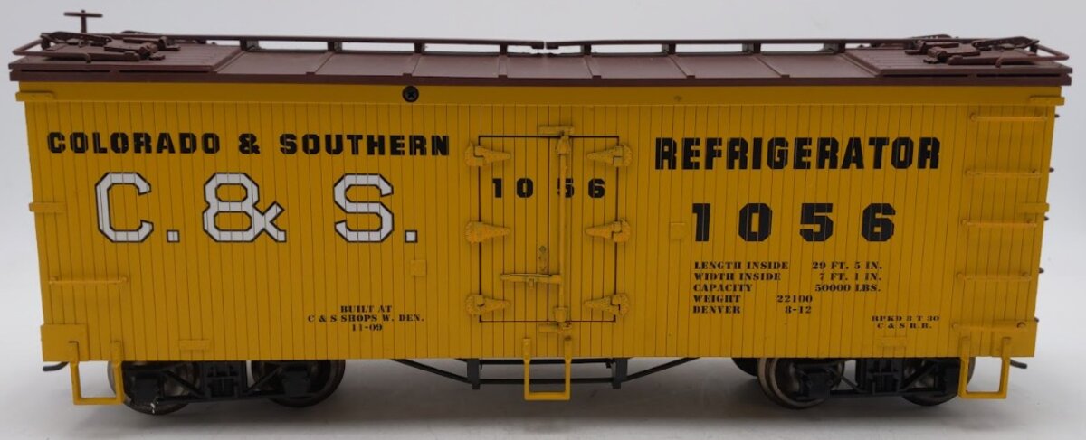 USA Trains R16045 G Gauge Colorado & Southern Reefer Car #1056 (Metal Wheels) VG/Box