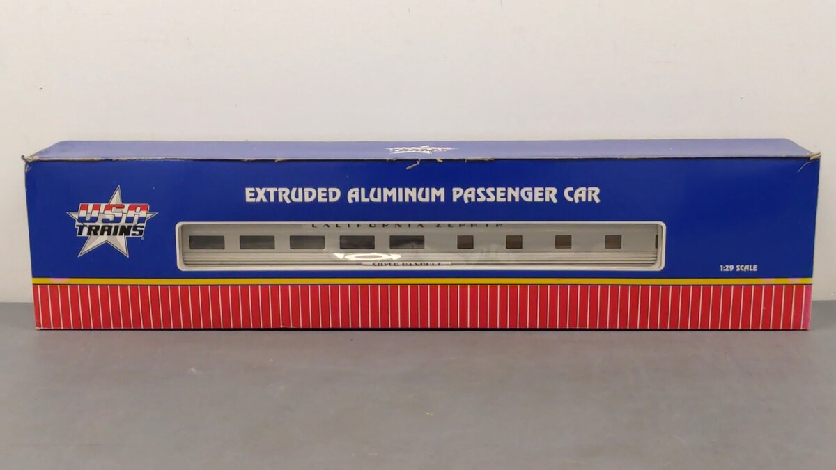 USA Trains 31013 G "California Zephyr" Corrugated Aluminum Diner (Metal Wheels) LN/Box