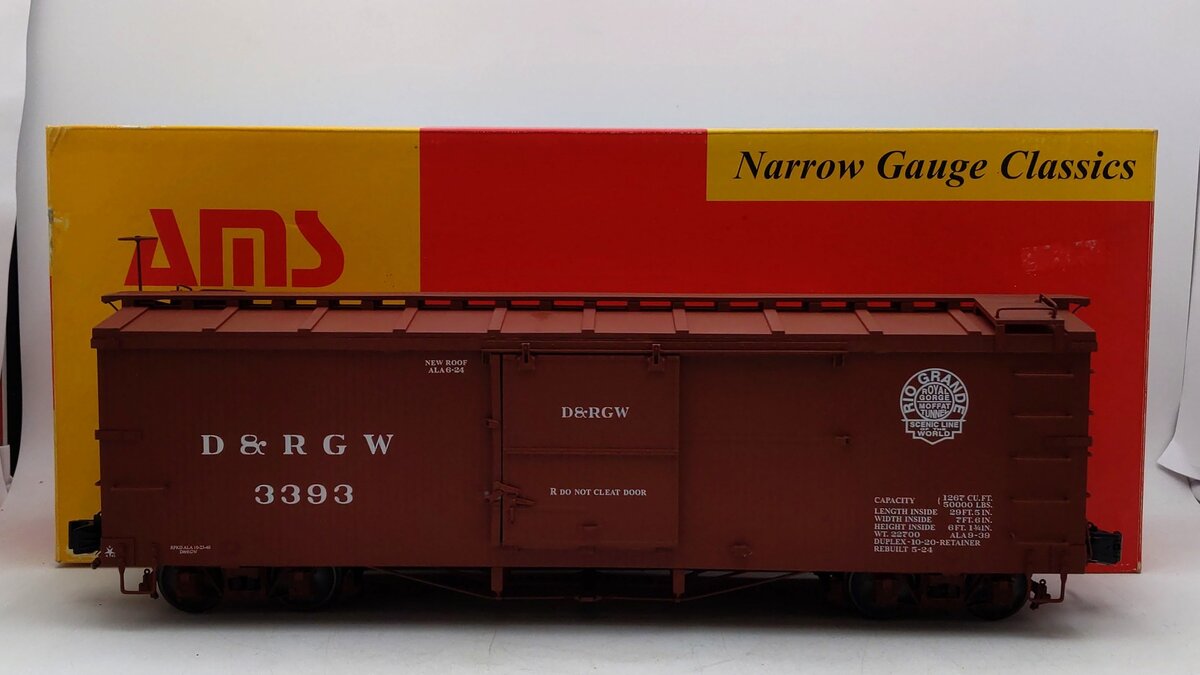 AMS AM31-127 G Scale D&RGW Boxcar #3393 - Metal Wheels EX/Box