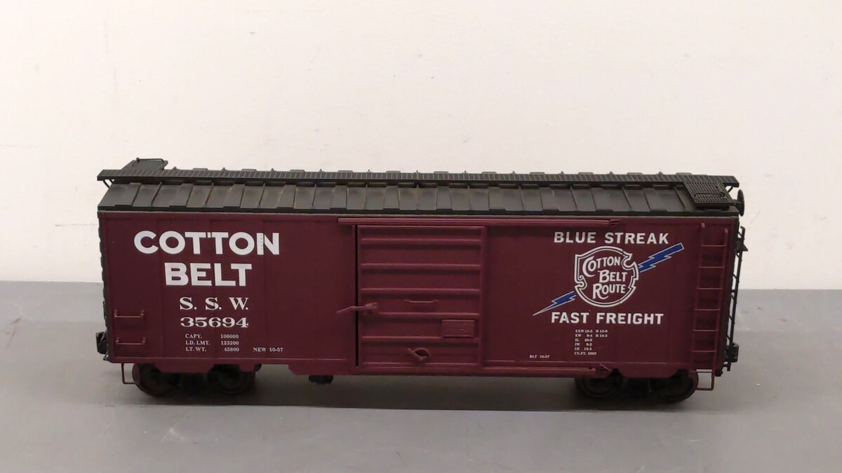 American Mainline G401-01 G SSW Cotton Belt PS-1 Boxcar #35694 w/ Metal Wheels EX/Box