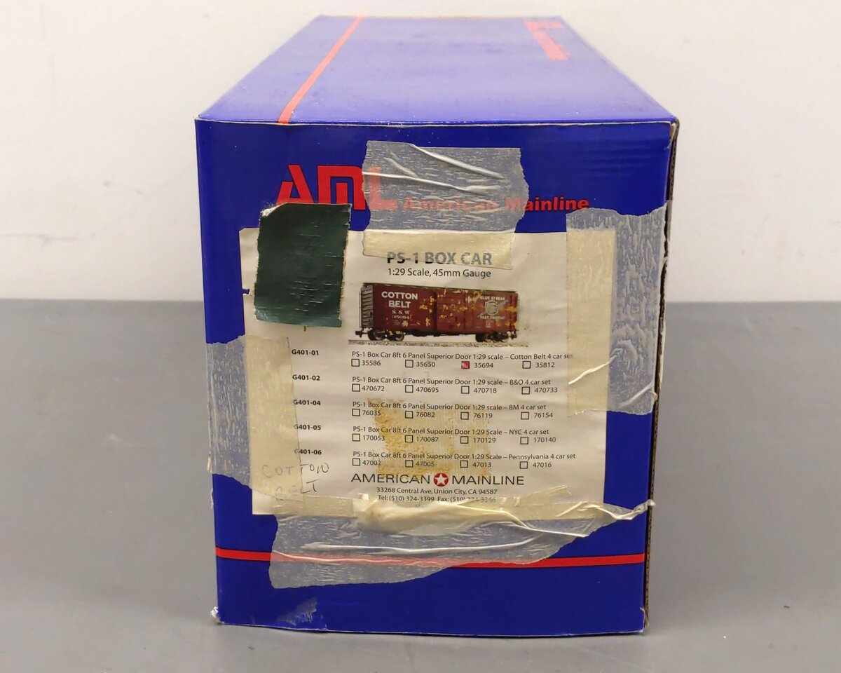 American Mainline G401-01 G SSW Cotton Belt PS-1 Boxcar #35694 w/ Metal Wheels EX/Box
