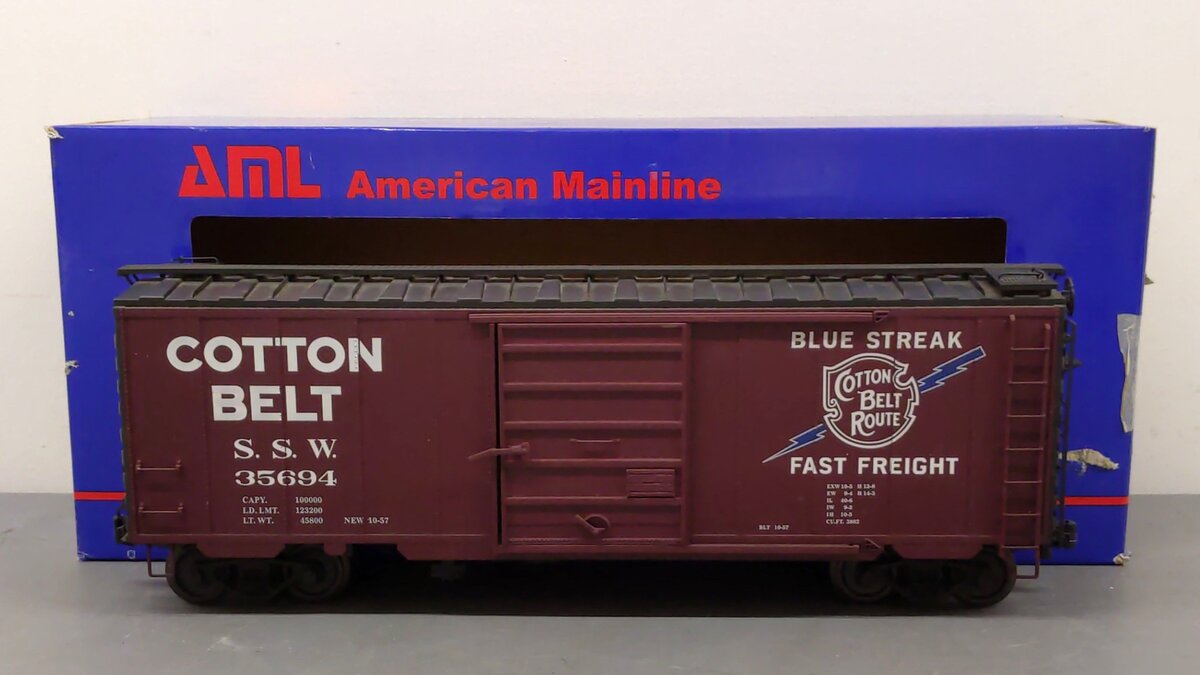 American Mainline G401-01 G SSW Cotton Belt PS-1 Boxcar #35694 w/ Metal Wheels EX/Box