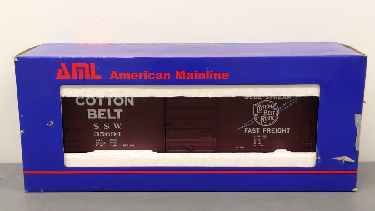 American Mainline G401-01 G SSW Cotton Belt PS-1 Boxcar #35694 w/ Metal Wheels EX/Box