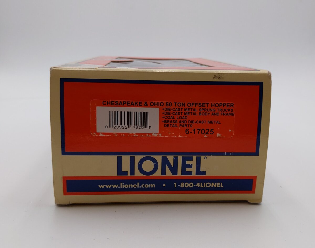 Lionel 6-17025 O Die-Cast Chesapeake & Ohio 50-Ton Offset Hopper Car #300027 NIB