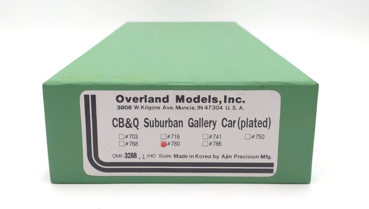 Overland OMI-3288.1 HO Brass CB&Q Suburban Gallery Coach #780- F/P MT/Box