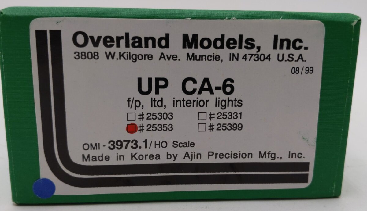 Overland 3973.1 HO Scale Union Pacific CA-6 Caboose #25353- Factory Painted EX/Box