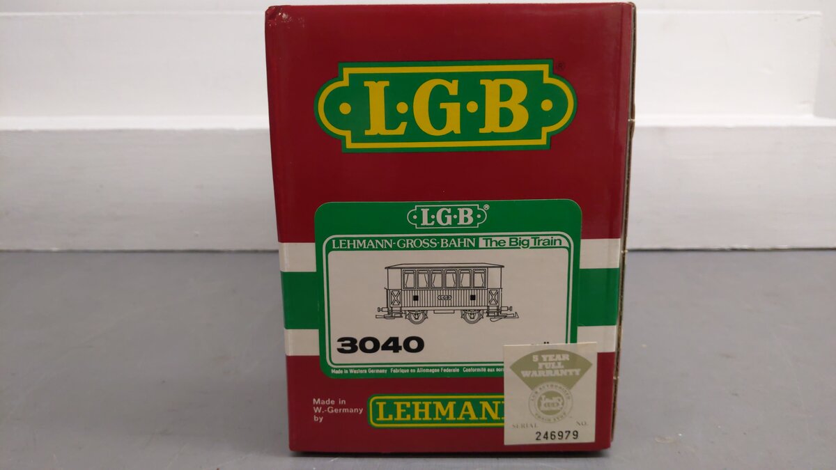 LGB 3040 G Scale 2nd Class Passenger Car #3 EX/Box