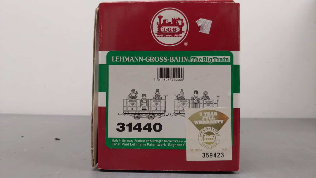 LGB 31440 G Scale Christmas 2-Car Set with Figures VG/Box