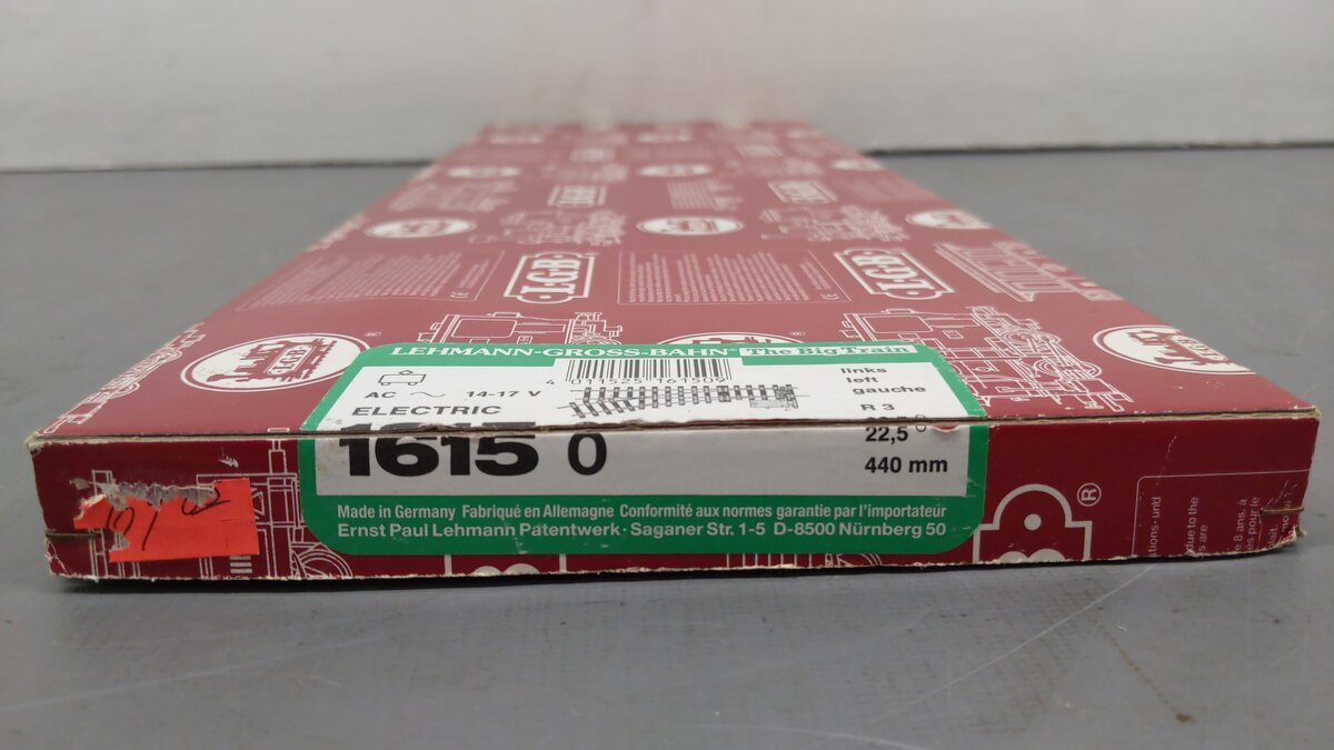 LGB 16150 G 22.5° R3 Left Hand Manual Curved Switch Turnout EX/Box