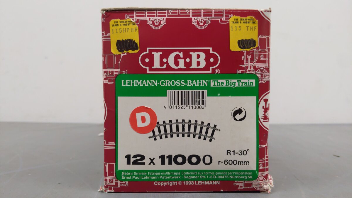 LGB 1100 G Scale 30 Degree Curved Track Sections (12) EX/Box
