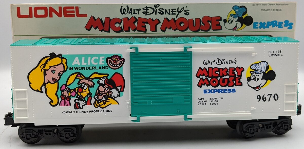 Lionel 6-9670 O Gauge Disney Alice in Wonderland Hi-Cube Boxcar #9670 NIB