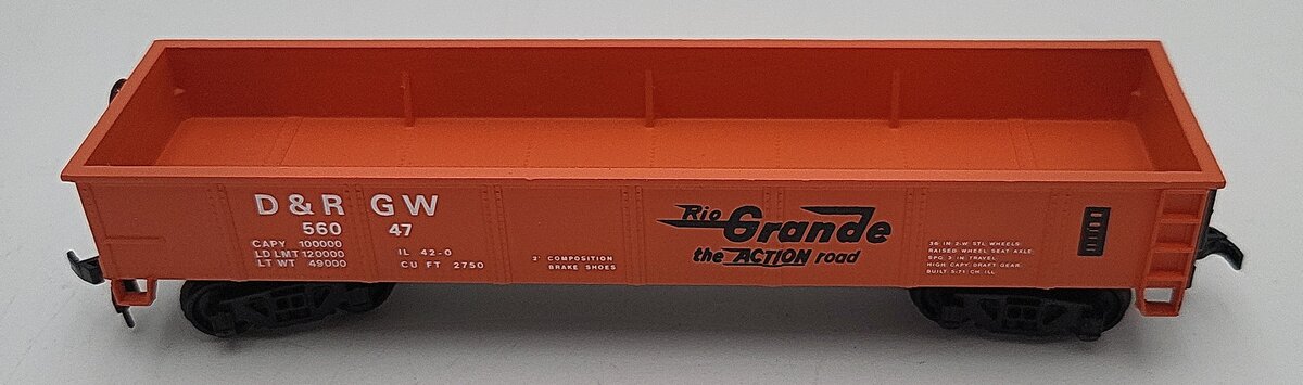 Bachmann HO Scale Rio Grande Gondola Car #56047 EX/Box