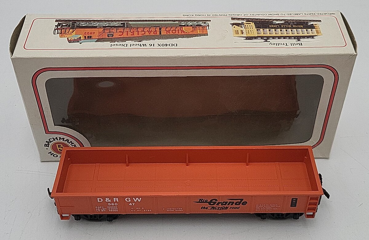 Bachmann HO Scale Rio Grande Gondola Car #56047 EX/Box
