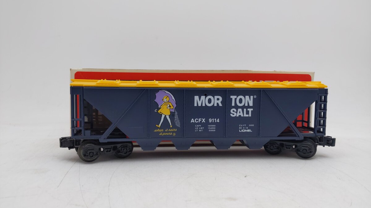 Lionel 6-9114 O Gauge Morton Salt Covered 4-Bay Hopper EX/Box