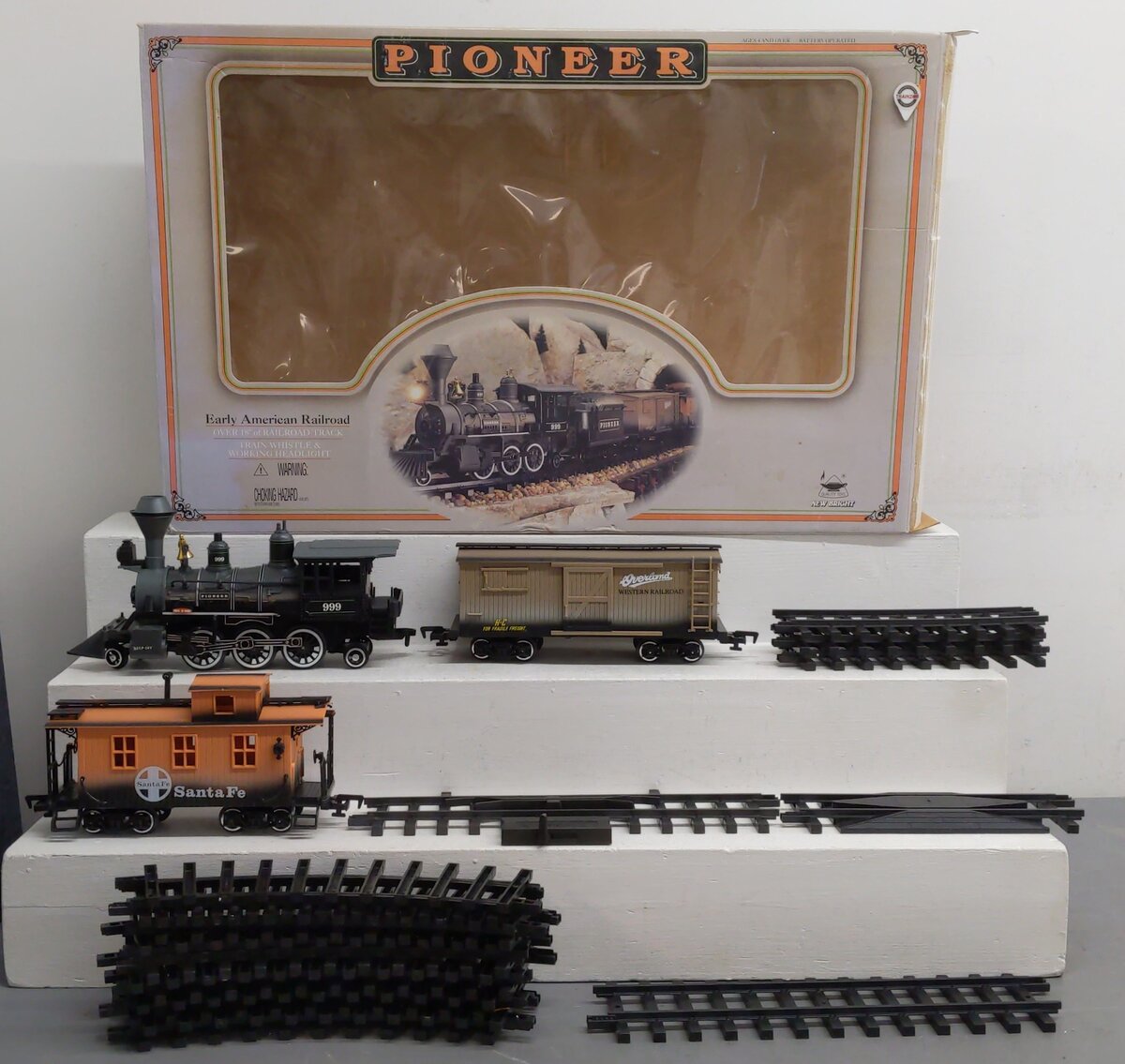 New Bright 180 G Scale Pioneer Steam Locomotive Set #999 EX/Box