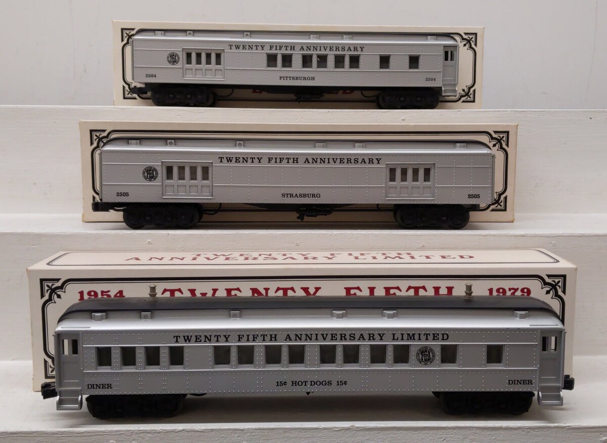 Williams 1979 O TCA 25th Anniversary Silver Passenger Car Set LN/Box