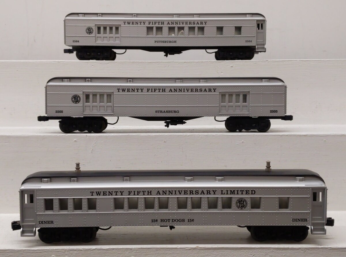 Williams 1979 O TCA 25th Anniversary Silver Passenger Car Set LN/Box