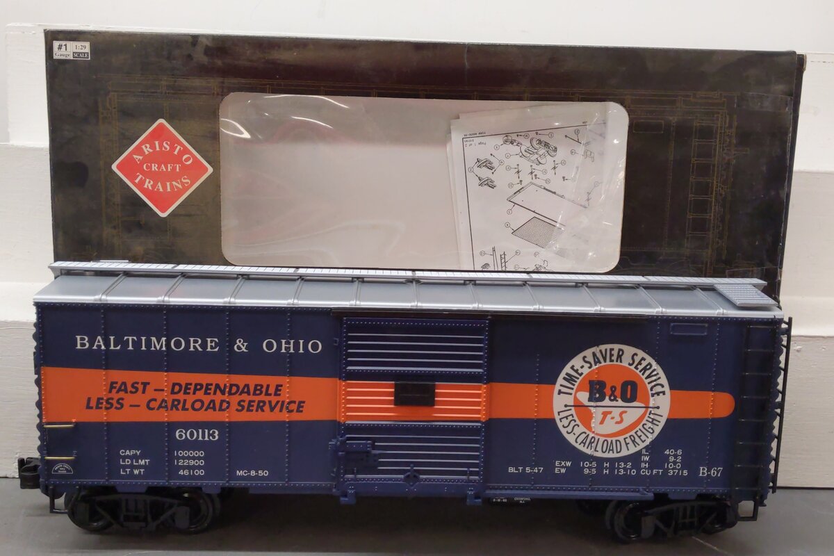 Aristo-Craft ART-46011 G Scale Baltimore & Ohio Time Saver Steel Box Car #46011 EX/Box
