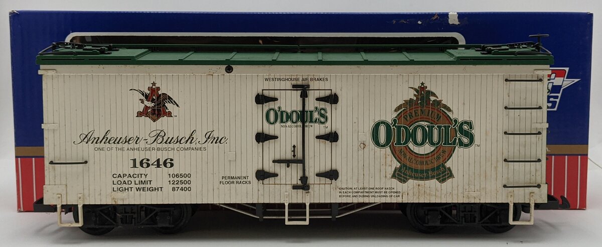 USA Trains R-1672 G Scale O'Doul's Reefer Car #1646 VG/Box