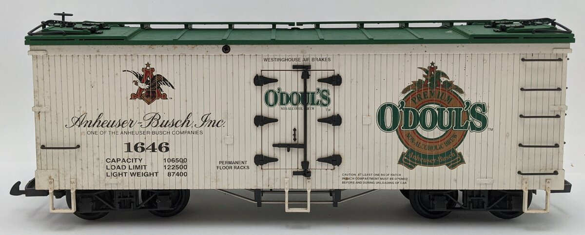 USA Trains R-1672 G Scale O'Doul's Reefer Car #1646 VG/Box