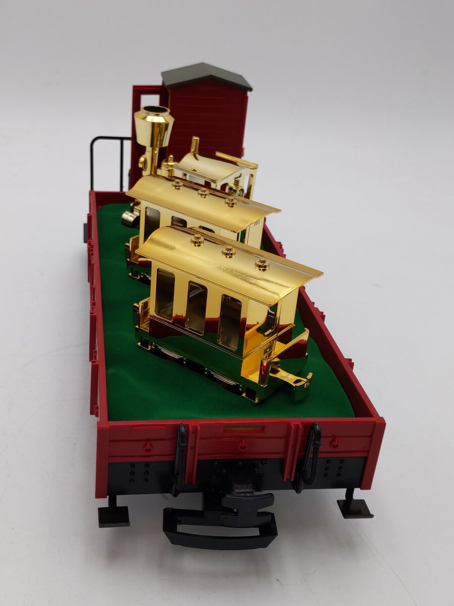 LGB 41124 G Scale 30th Anniversary Flatcar with Gold Train Set NIB