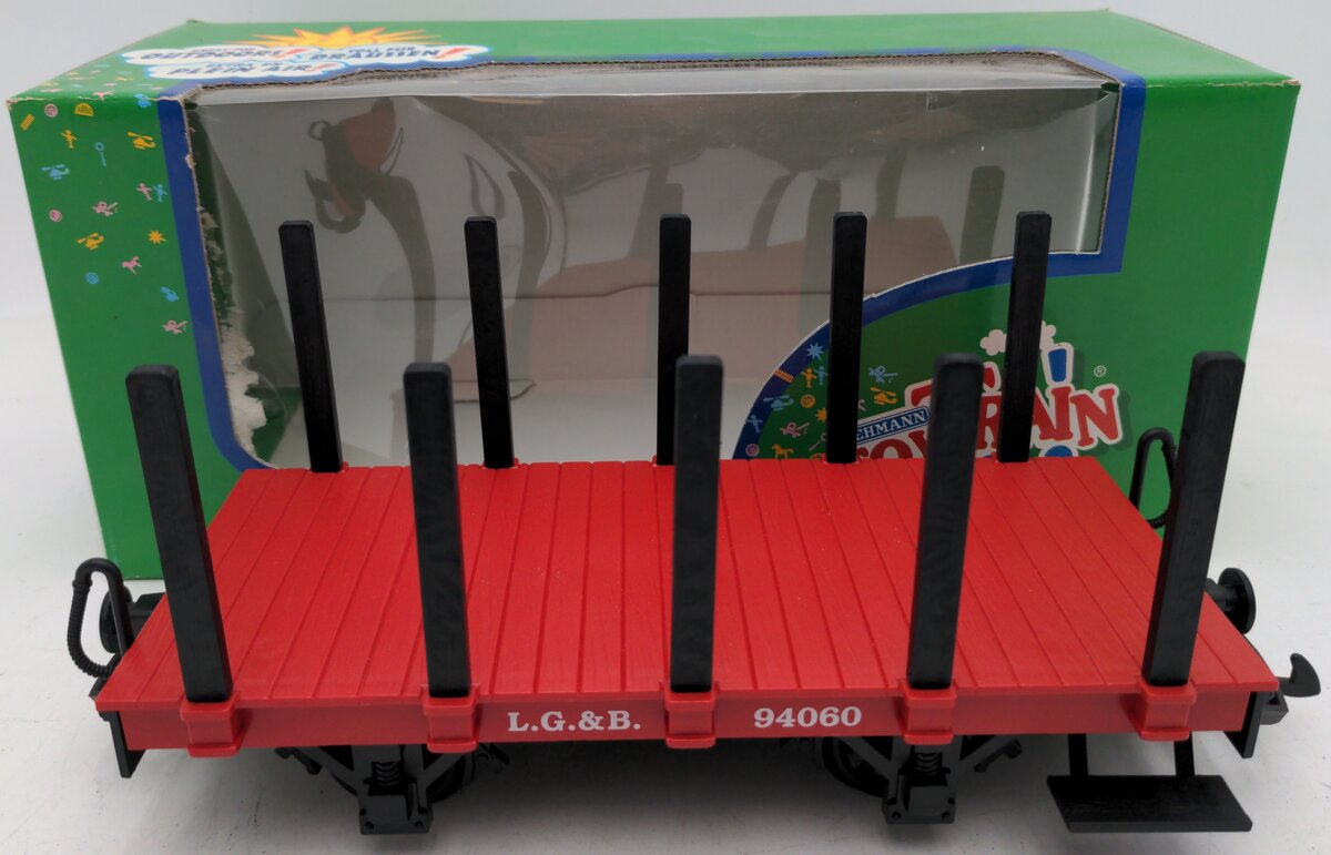 LGB 94060 G Gauge LGB Short Flat Car W/ Stakes EX/Box
