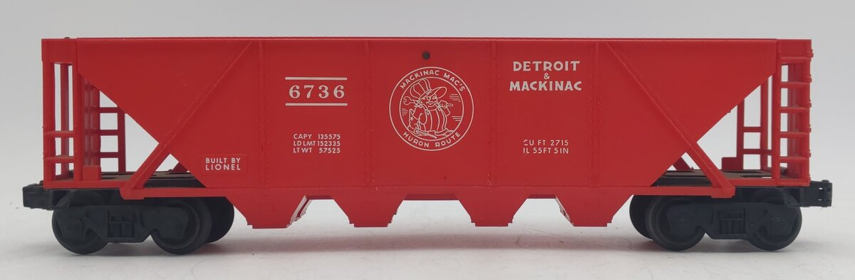 Lionel 6736 Vintage O Detroit & Mackinac 4-Bay Hopper EX