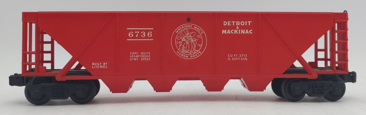 Lionel 6736 Vintage O Detroit & Mackinac 4-Bay Hopper EX